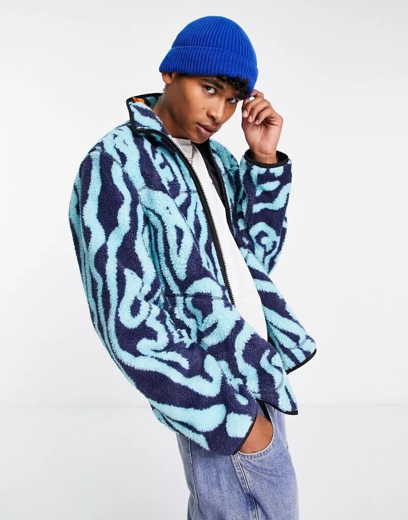 

Синяя куртка с принтом борг-волны ASOS