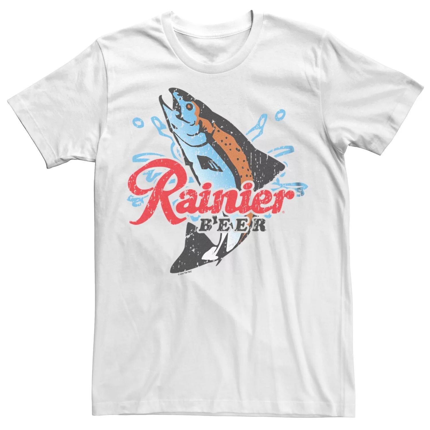 

Мужская футболка Pabst Rainier Beer Salmon Splashing с рисунком Licensed Character