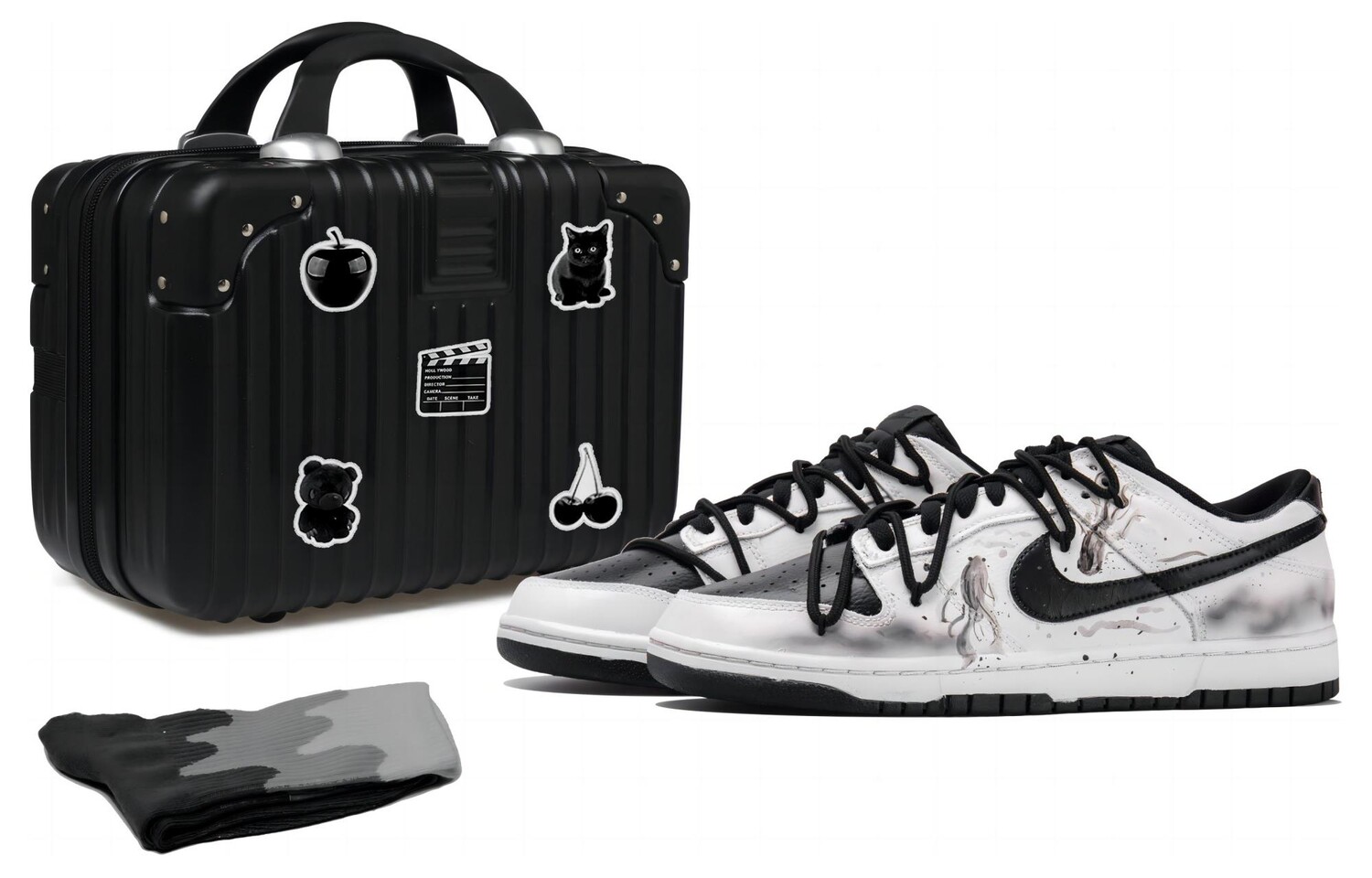 

Кроссовки Nike Dunk Skateboarding Shoes Men Low-top Black/white/gray, черный/белый/серый