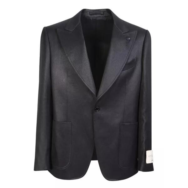 

Куртка single-breasted linen blazer Lardini, черный