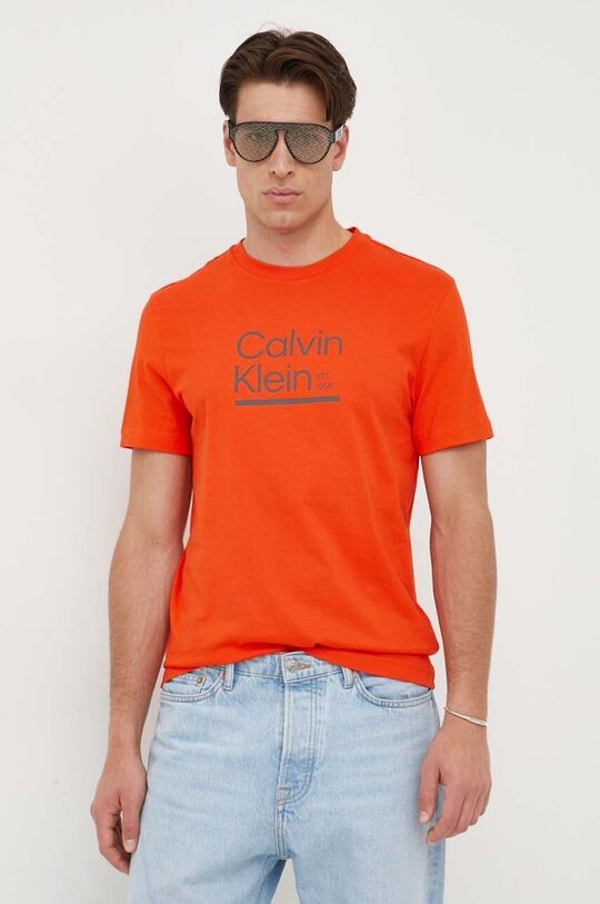 

Хлопковая футболка Calvin Klein, оранжевый