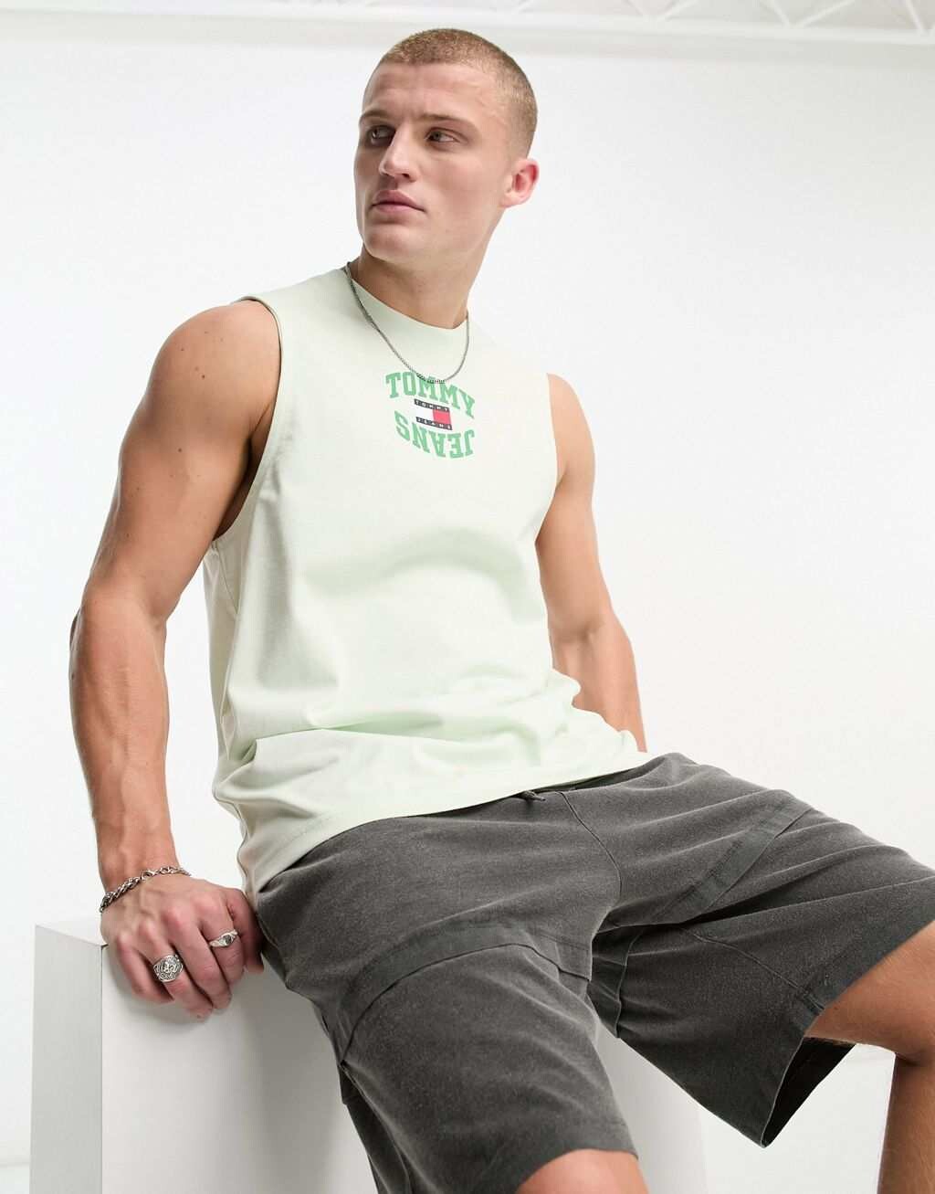 

Мятная майка с логотипом Tommy Jeans