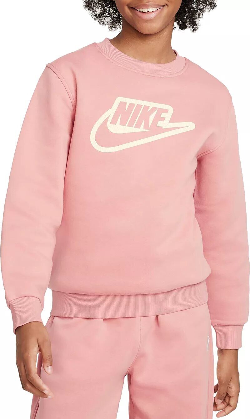 

Nike Kids' Sportswear Club+ Толстовка с флисовым круглым вырезом, красный