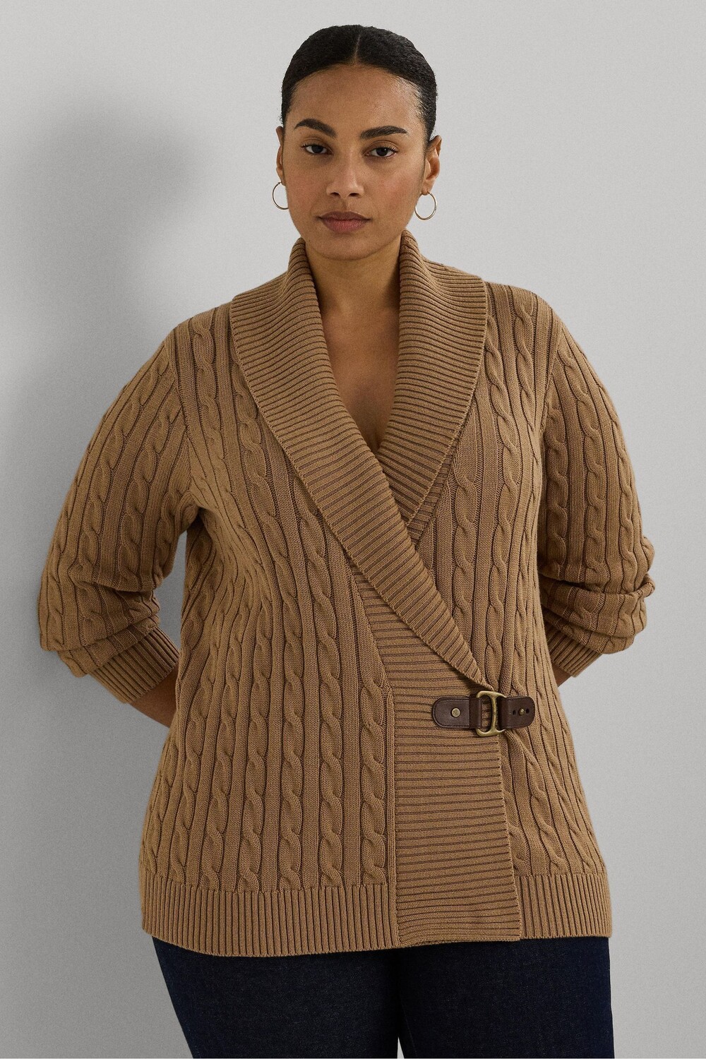 

Хлопковый свитер с пряжкой Curve Lauren Ralph Lauren, коричневый