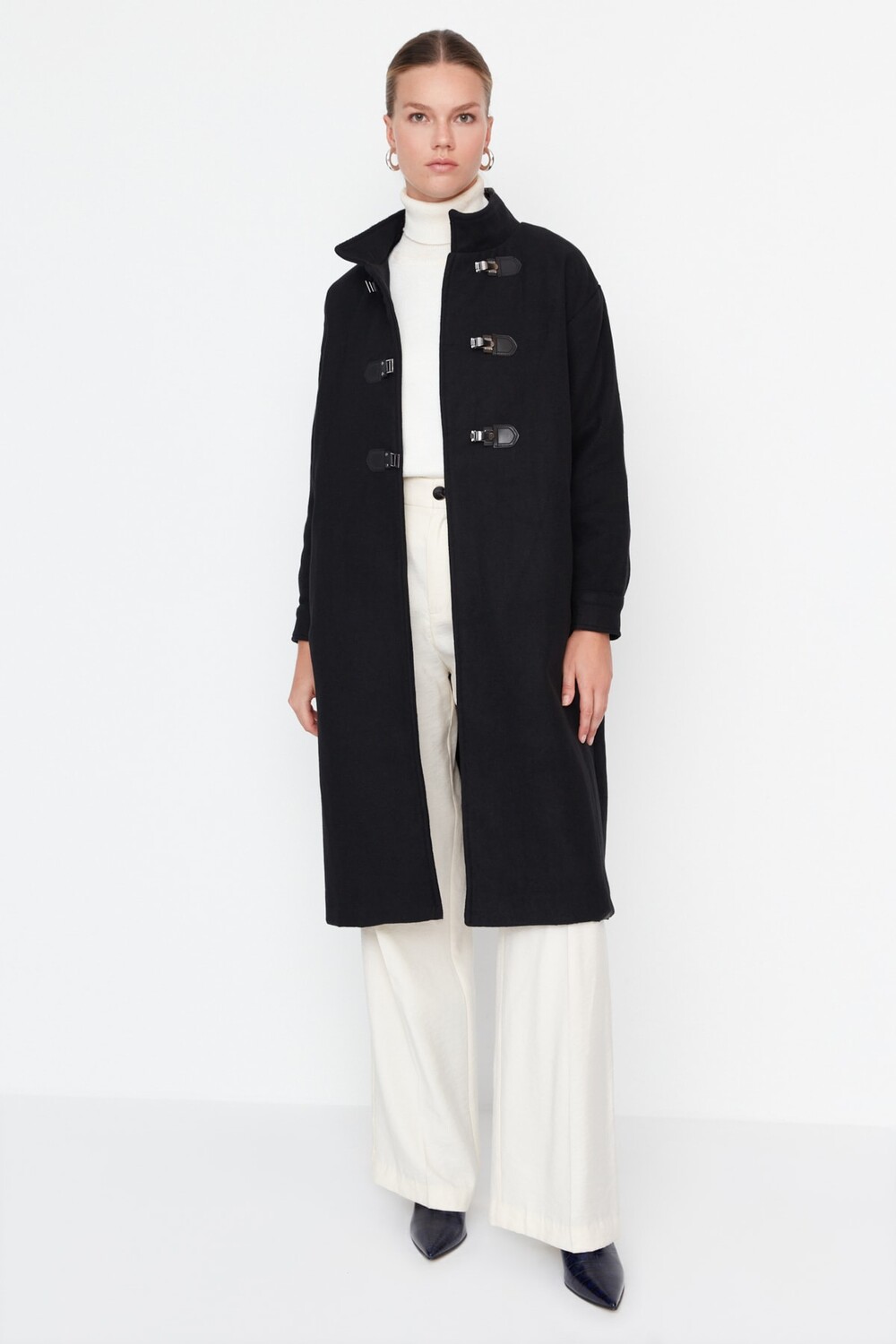 

Пальто - Черный - Двубортный Trendyol Modest
