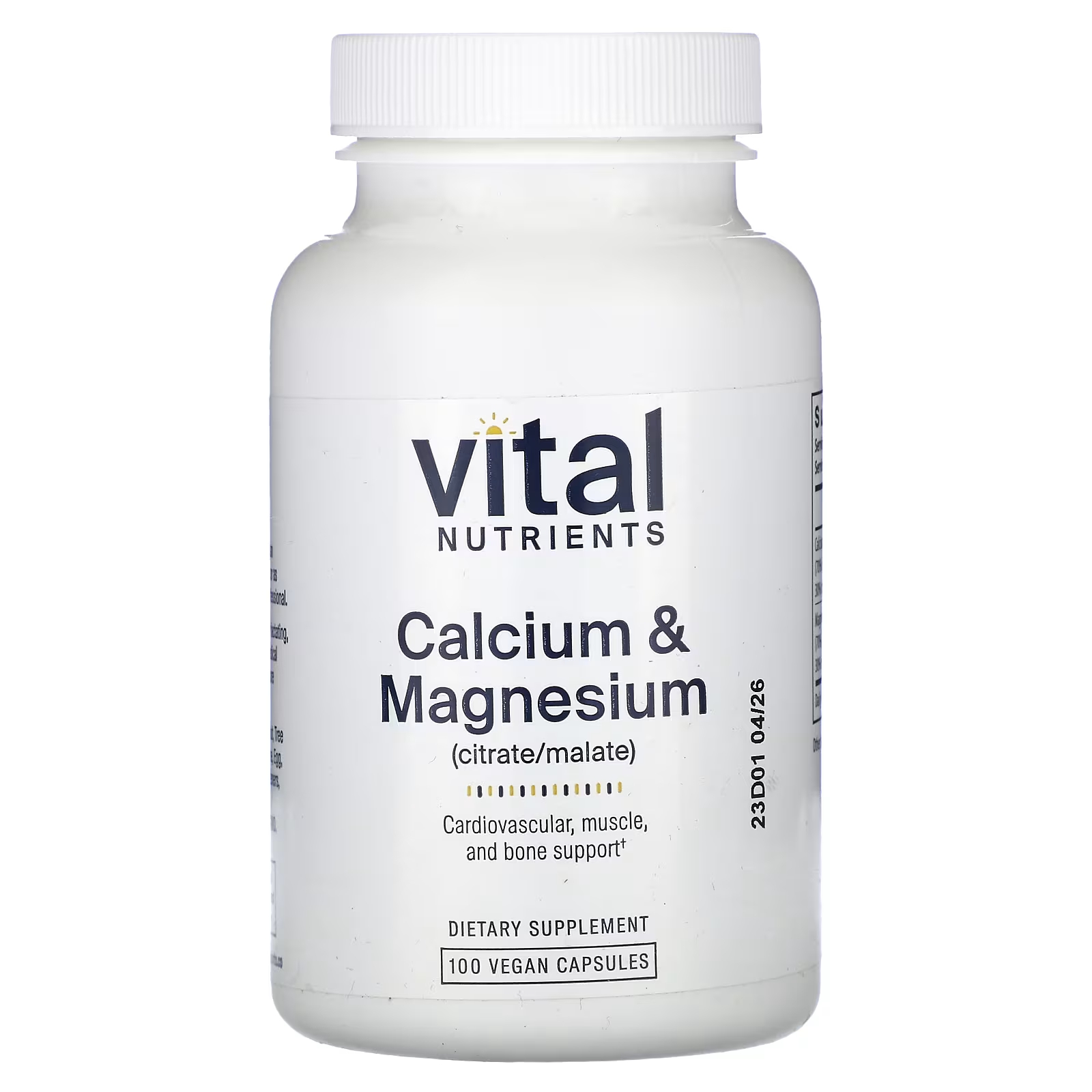 Кальций и Магний Vital Nutrients, 100 капсул