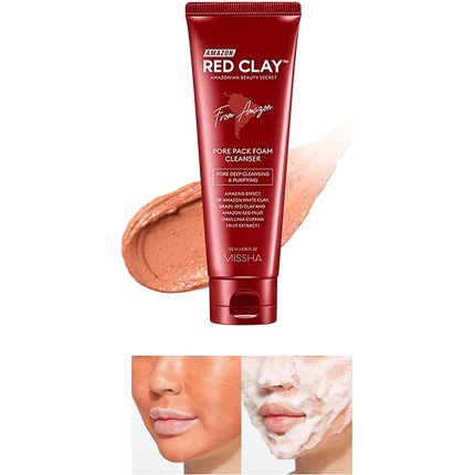 Пенка для умывания Amazon Red Clay Pore Pack, Missha пенка для очищения пор missha amazon red clay pore pack foam cleanser 120 мл