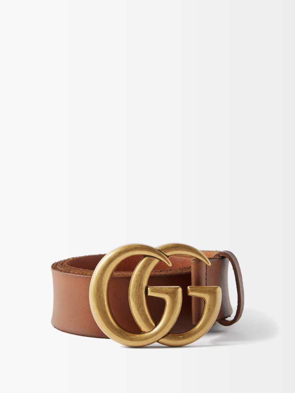 

Кожаный ремень с узором gg marmont Gucci, коричневый