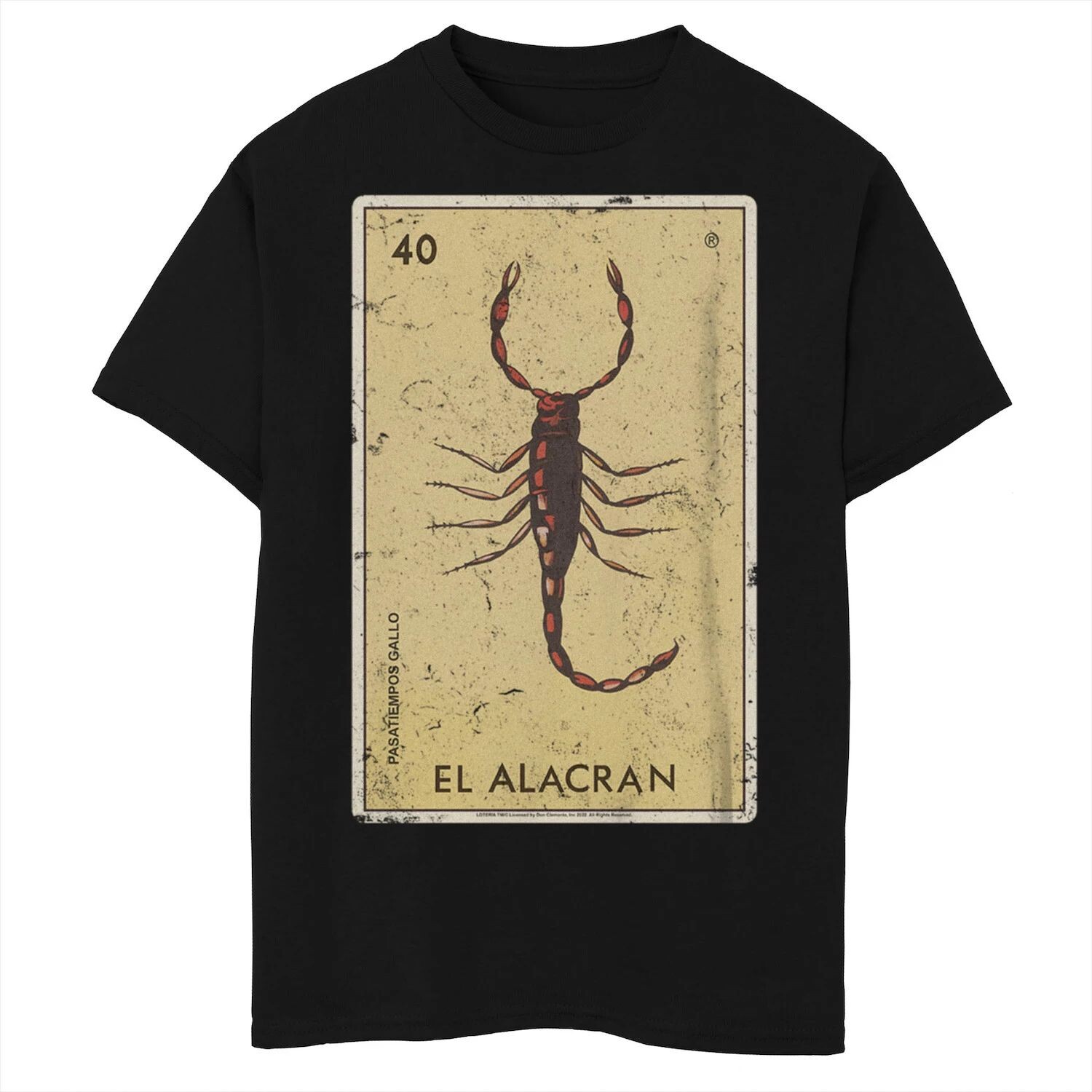 

Футболка с плакатом и графическим рисунком Lotería El Alacrán для мальчиков 8–20 лет Licensed Character