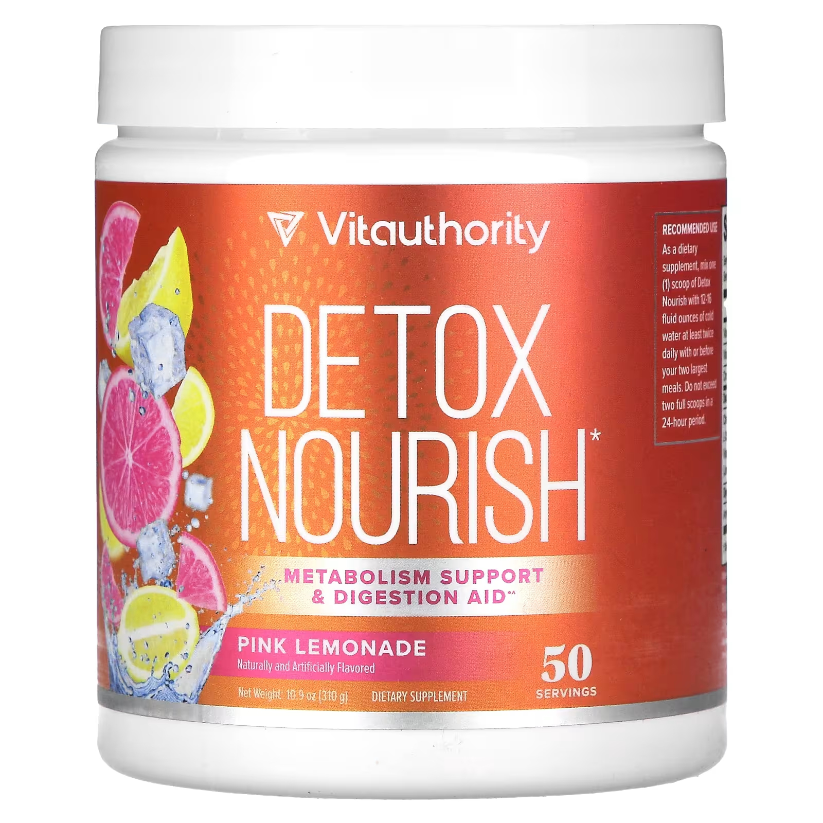 Пищевая добавка Vitauthority Detox Nourish розовый лимонад, 310 г vitauthority detox nourish natural watermelon 310 г