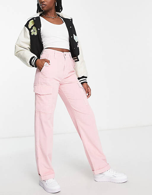 

Розовые вельветовые брюки карго Miss Selfridge, Розовый