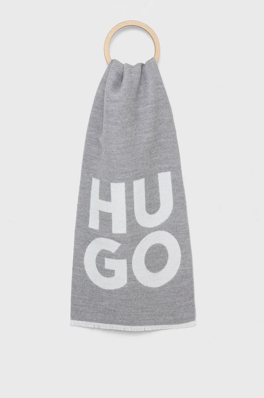 цена Шерстяной шарф HUGO Hugo, серый