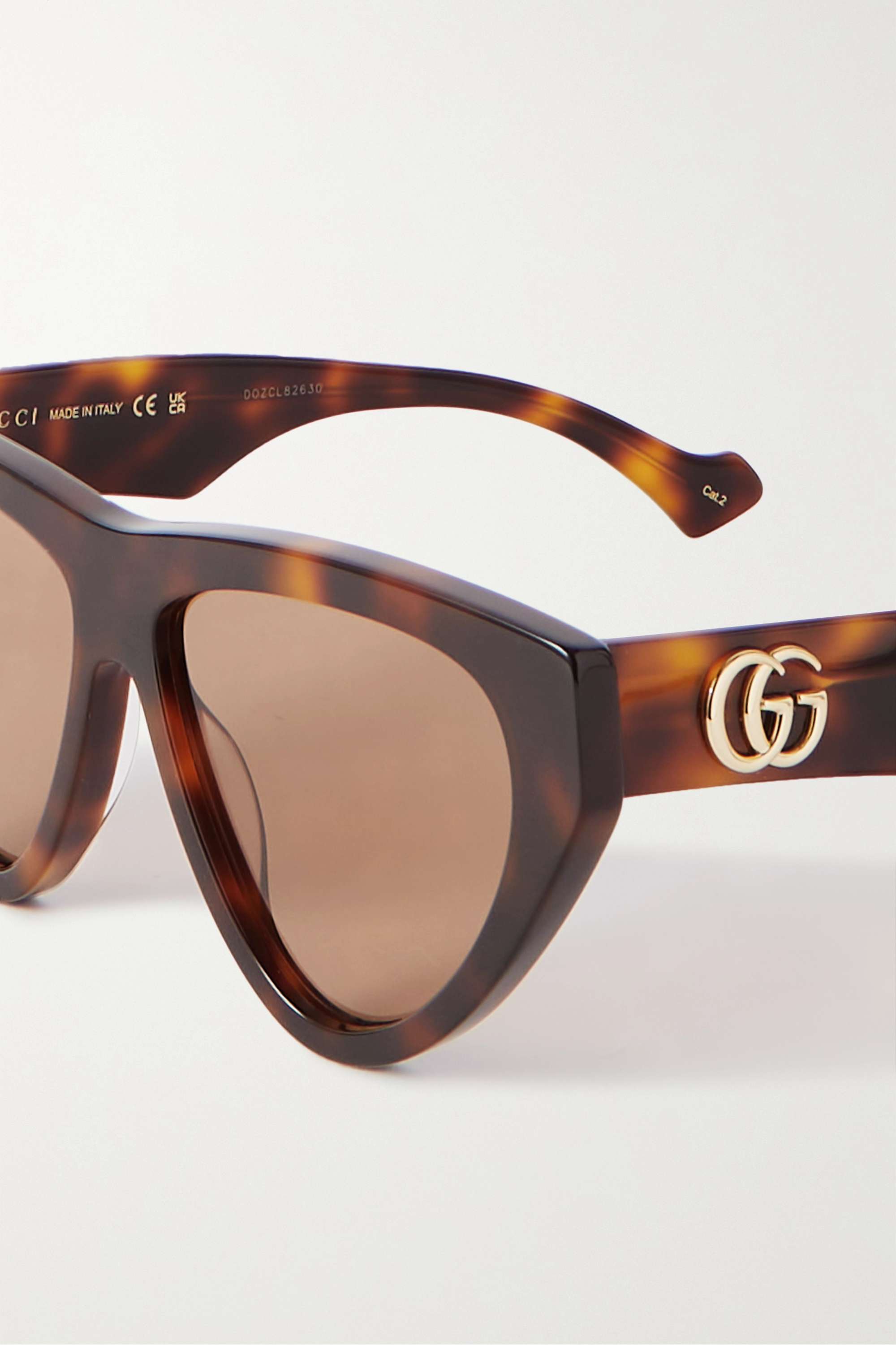 

GUCCI EYEWEAR солнцезащитные очки «кошачий глаз» из ацетата черепаховой расцветки, принт черепаха