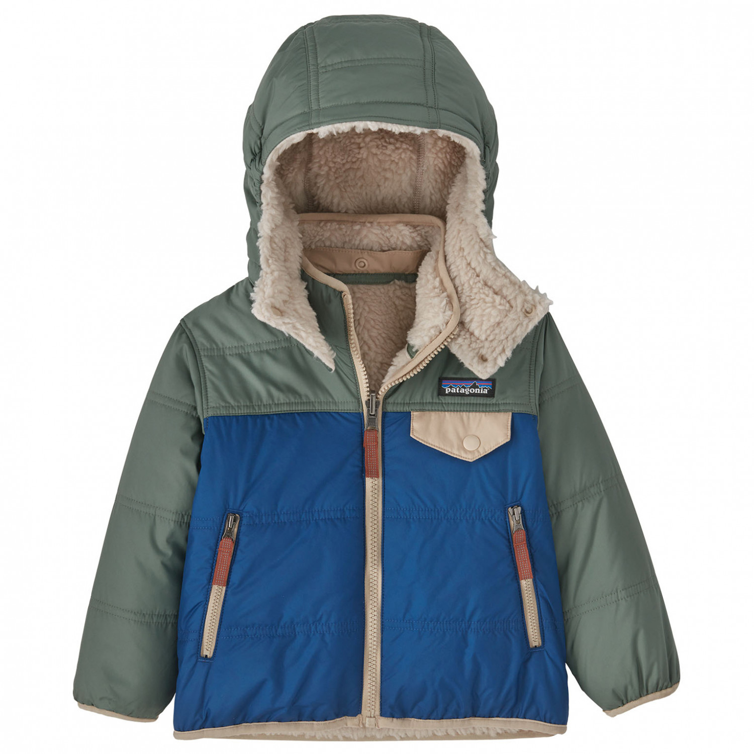 Зимняя куртка Patagonia Baby's Reversible Tribbles Hoody, цвет Superior Blue цена и фото