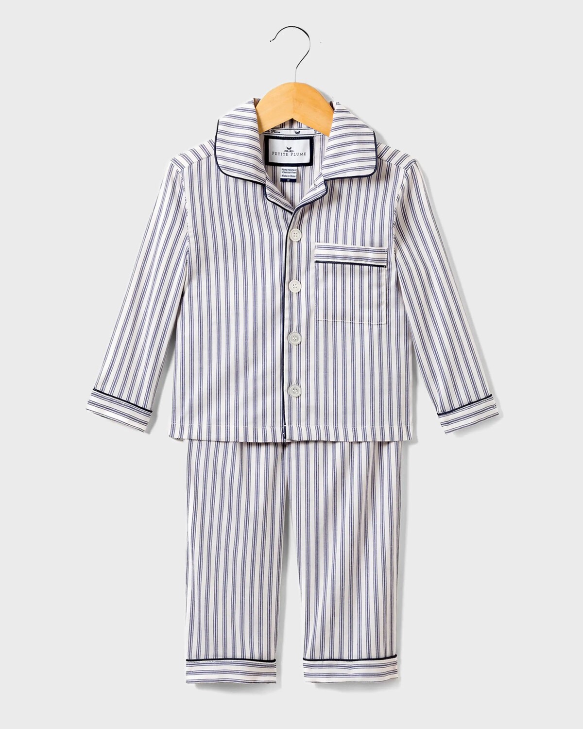 

Пижамный комплект French Ticking, размеры 2–10 Petite Plume, цвет Navy Stripes