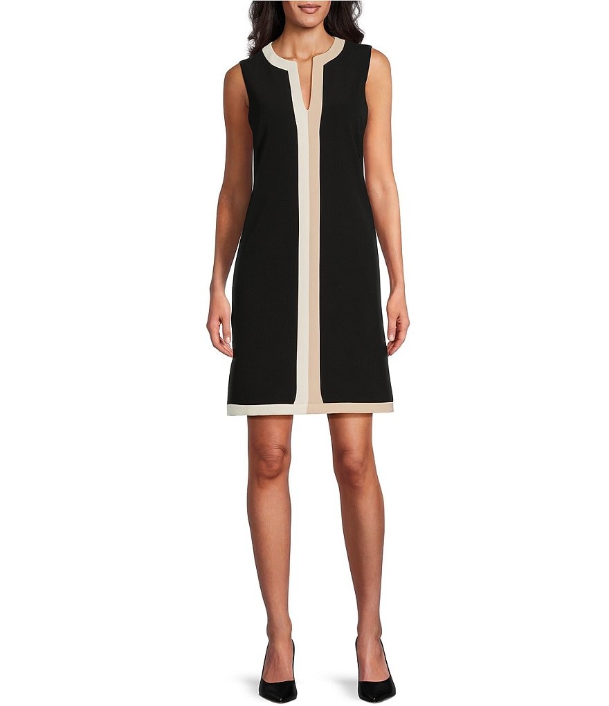Платье свободного кроя Preston & York Fallon с разрезом и V-образным вырезом без рукавов и карманами в стиле колор-блок, мультиколор