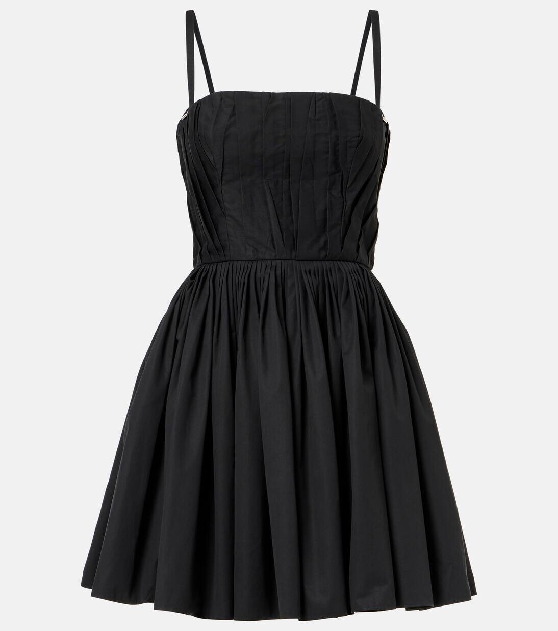 

Мини-платье из хлопкового поплина со сборками Alexander Mcqueen, черный