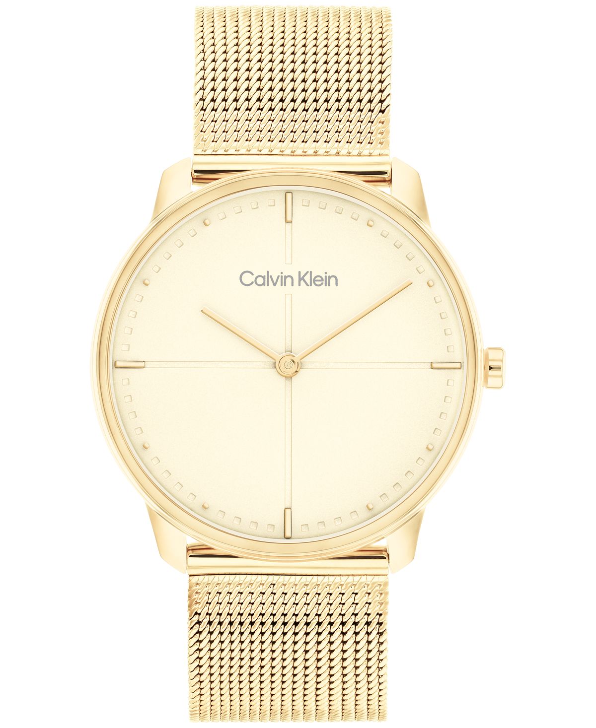 Часы унисекс, золотистые, с сетчатым браслетом из нержавеющей стали, 35 мм Calvin Klein, золотой