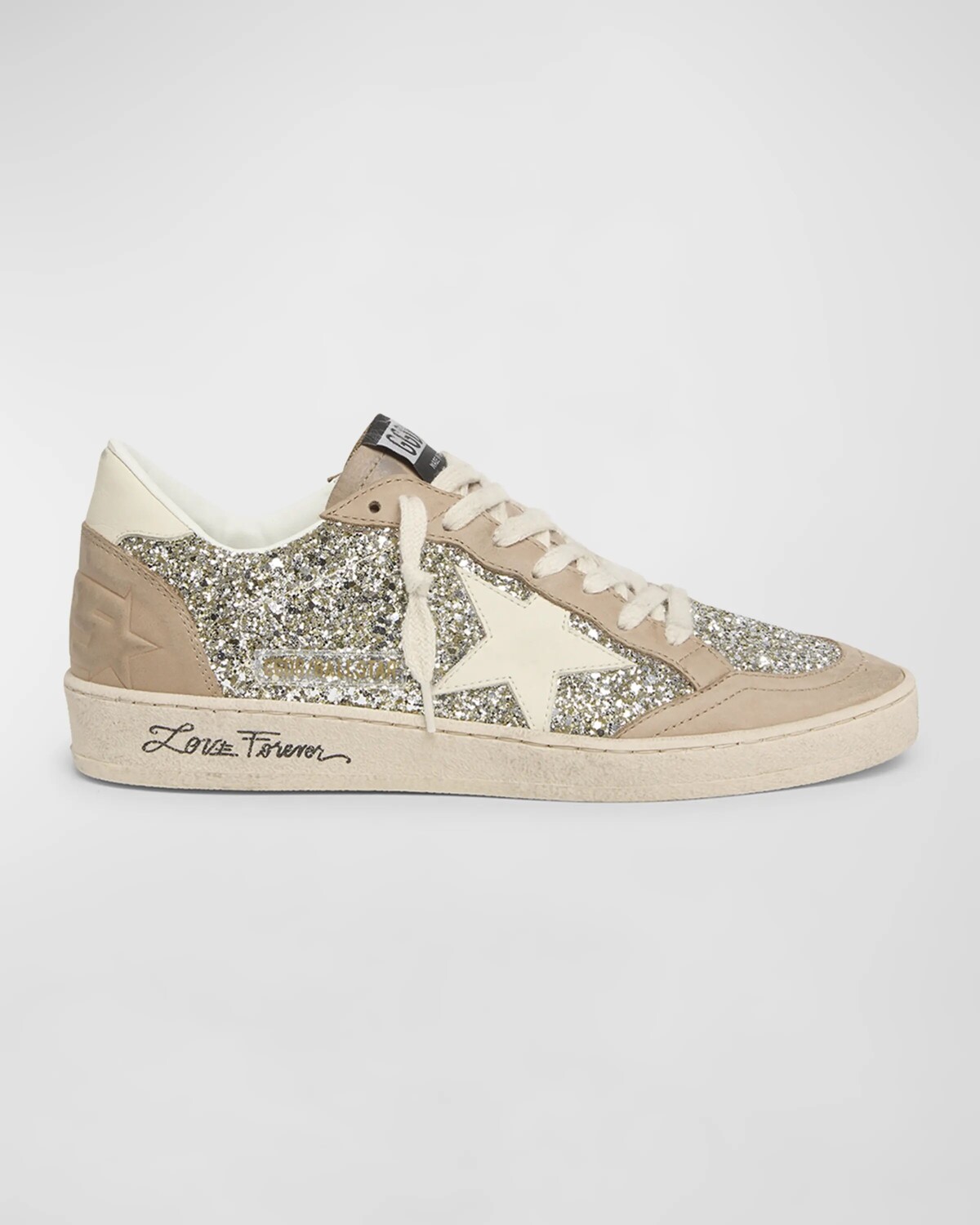 

Блестящие замшевые низкие кеды Ballstar Golden Goose, цвет Platinumcreambeige