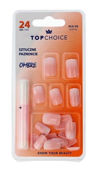 

Искусственные ногти с клеем Ombre, 24 шт + 2 г Top Choice