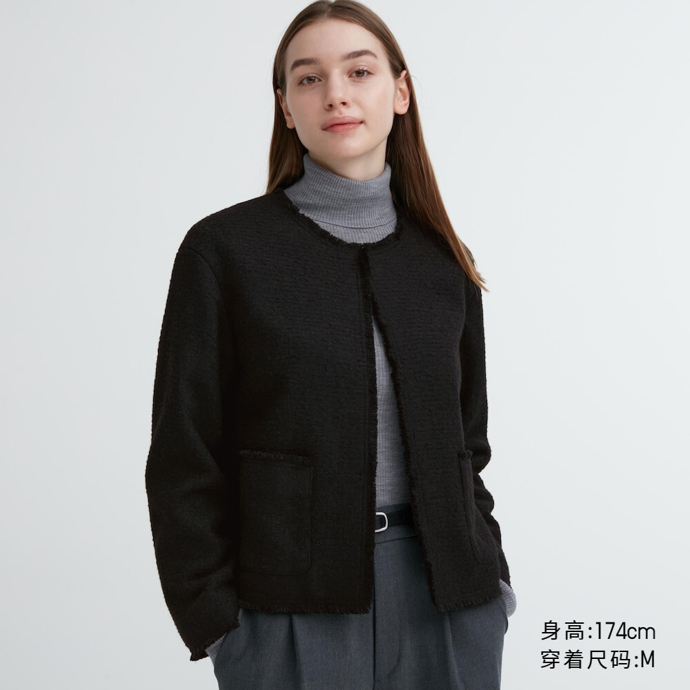 

Женский жакет Uniqlo свободная посадка, графитово/черный