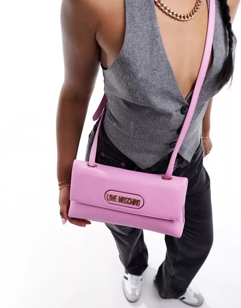Розовая сумка через плечо Love Moschino