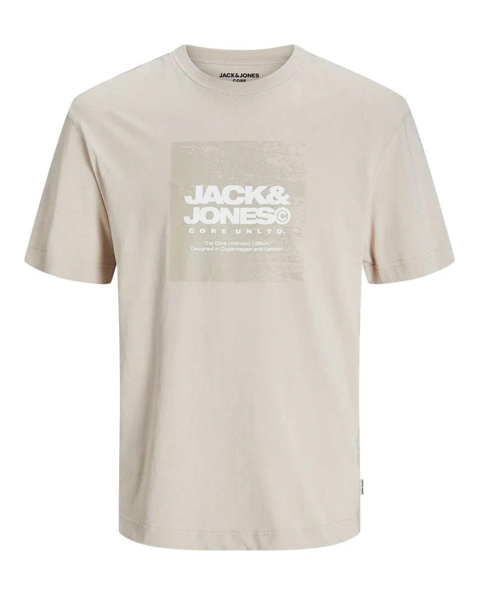 

Мужская футболка с принтом спереди, круглым вырезом и коротким рукавом Jack & Jones, бежевый