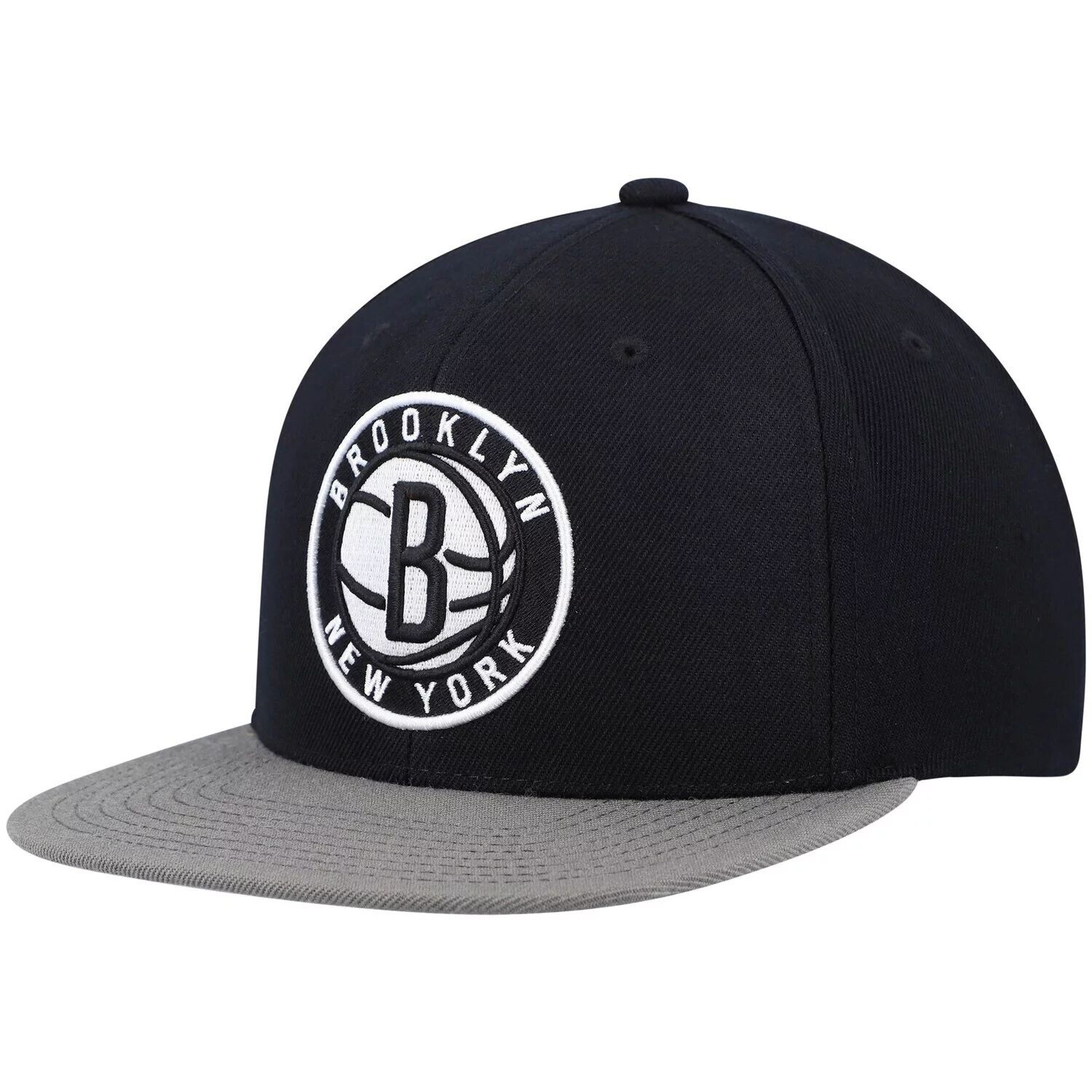 

Мужская двухцветная кепка Snapback Mitchell & Ness черно-серого цвета Brooklyn Nets Team 2.0