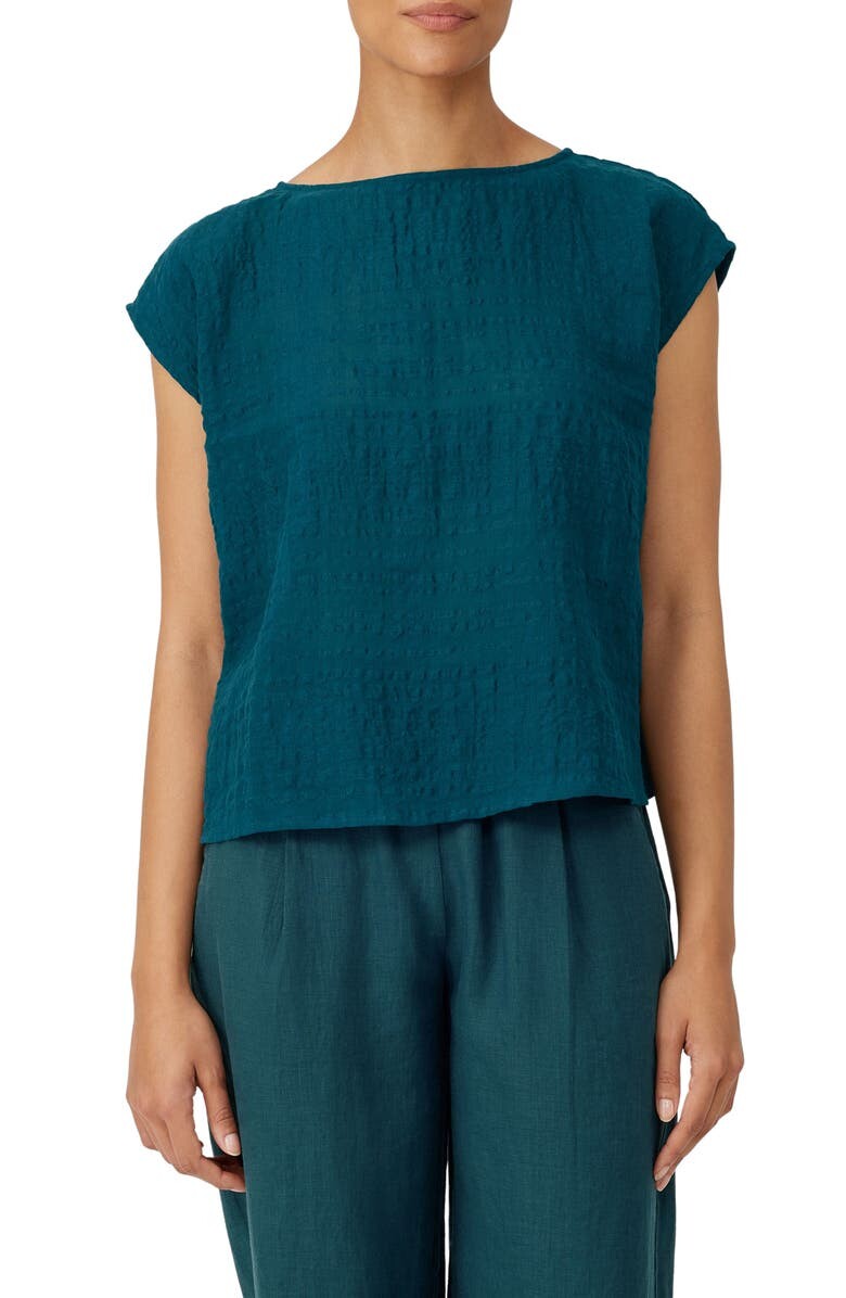 

Топ из органического льна и хлопка с вырезом Bateau EILEEN FISHER