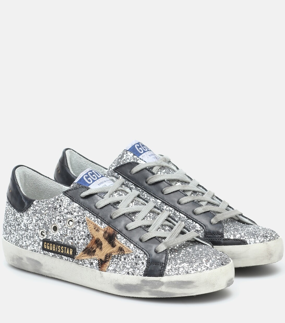 

Кеды Super-Star из кожи с декором Golden Goose, серебряный