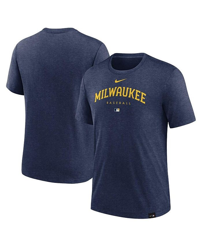 

Мужская темно-синяя футболка Milwaukee Brewers Authentic Collection Early Work Tri-Blend Performance Nike, синий