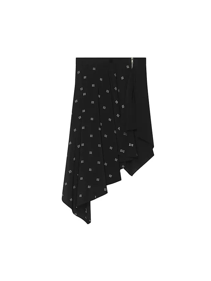 Асимметричная юбка из шелка 4G Givenchy, черный