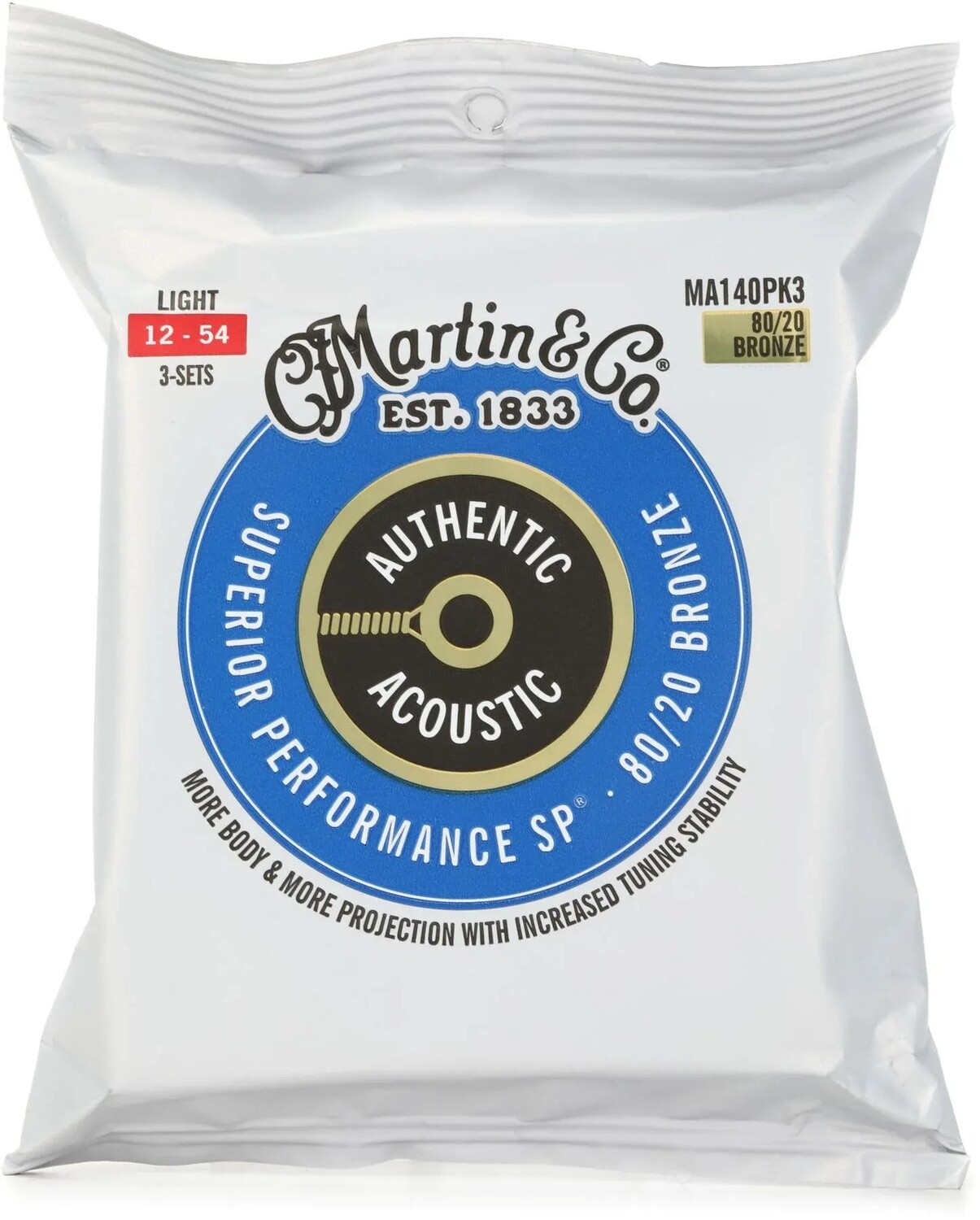 

Струны Martin Authentic Superior Performance для акустической гитары — 80/20, бронзовый светлый