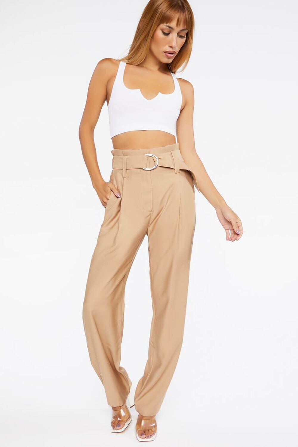 

Льняные широкие брюки Forever 21, хаки