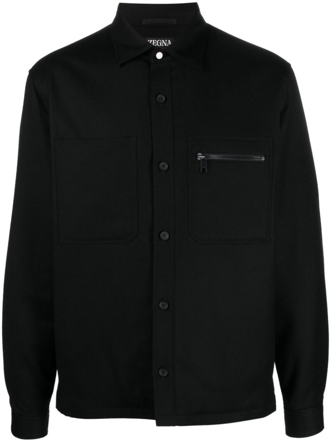

Zegna шерстяная куртка-рубашка на пуговицах, черный
