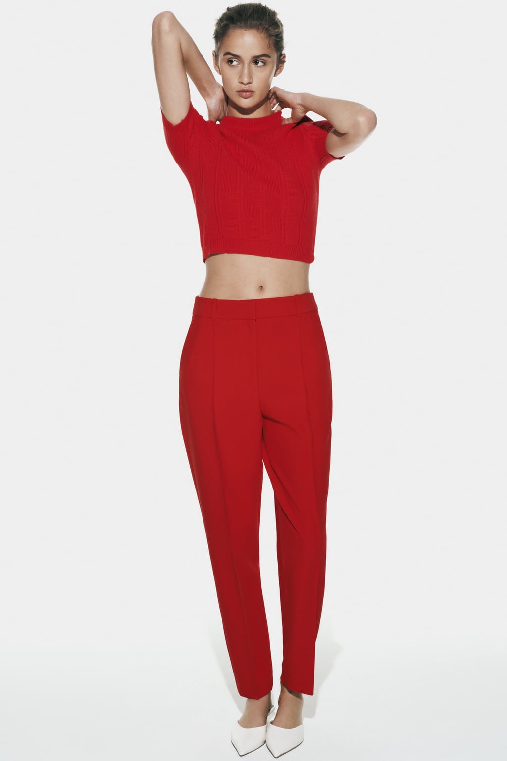 

Брюки с высокой талией ZARA, красный
