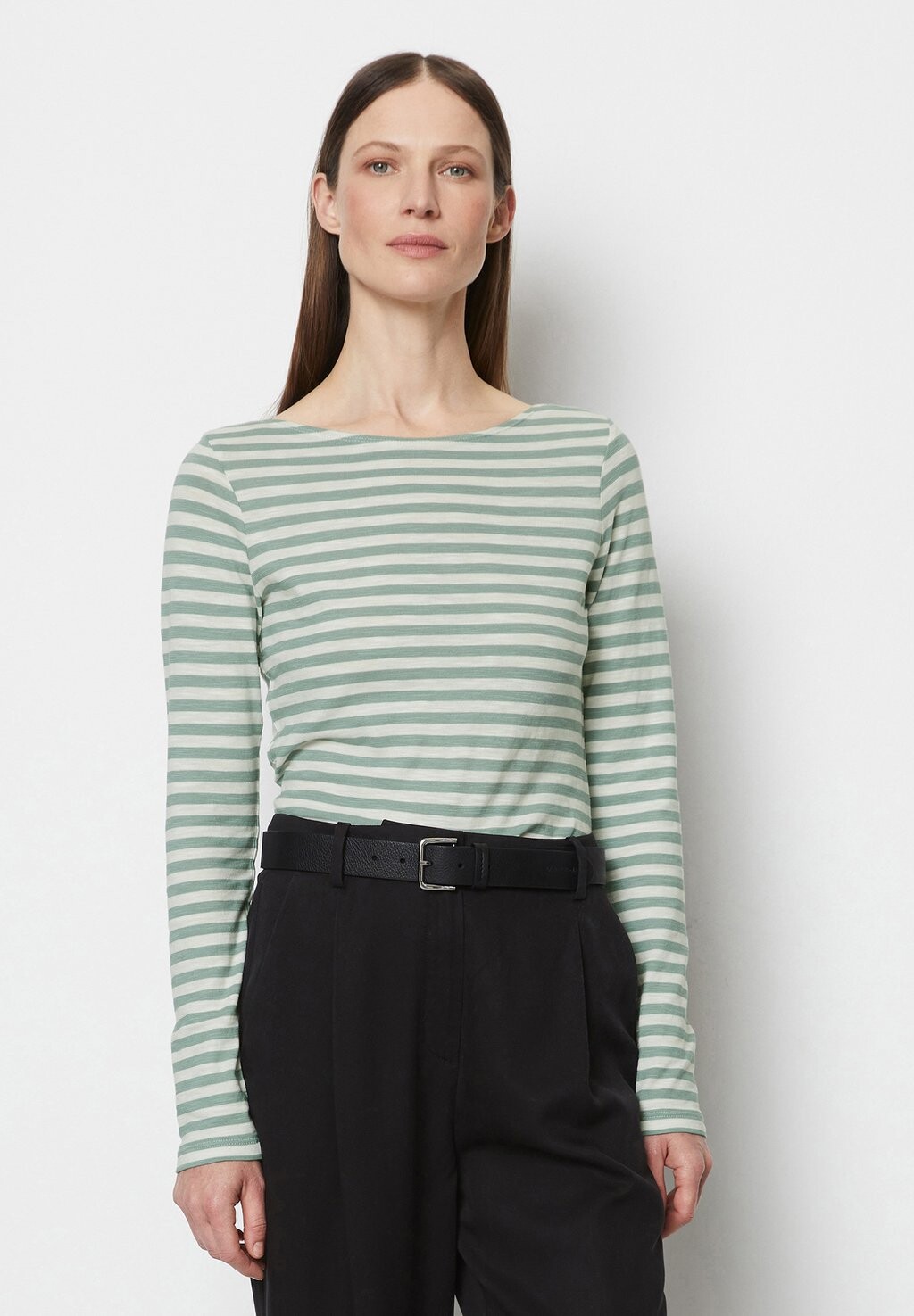 

Рубашка с длинным рукавом BOAT NECK STRIPED Marc O'Polo, светло-зеленый