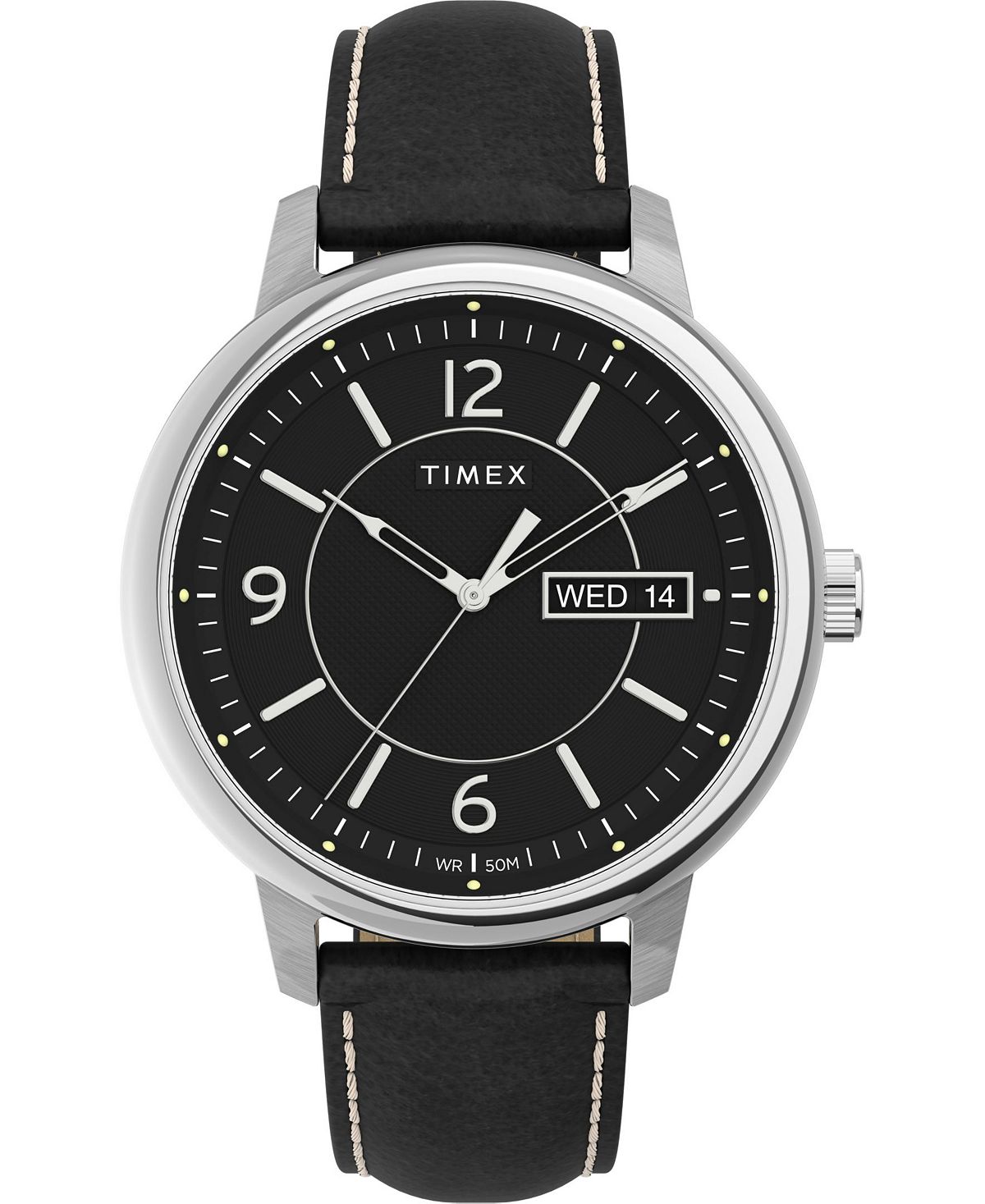 

Мужские черные кожаные часы Chicago 45 мм Timex