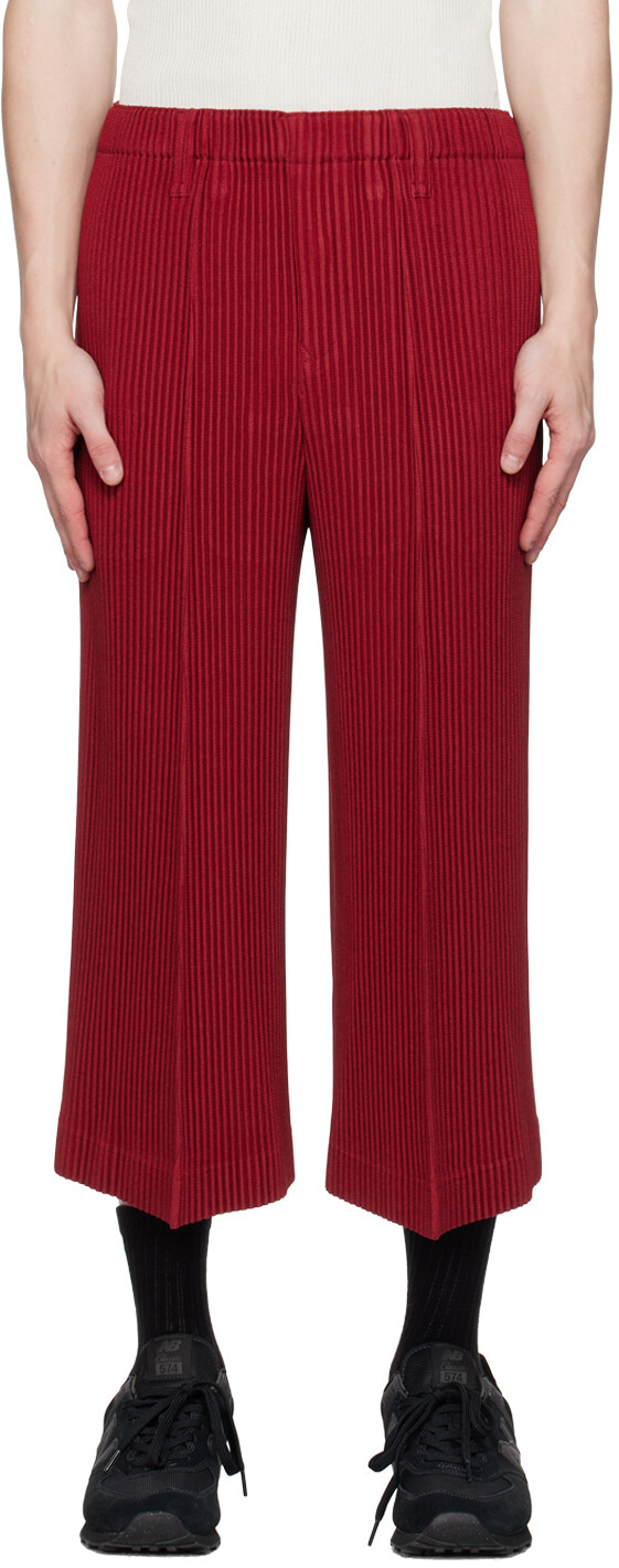 

Красные брюки из керси со складками HOMME PLISSe ISSEY MIYAKE, Красный
