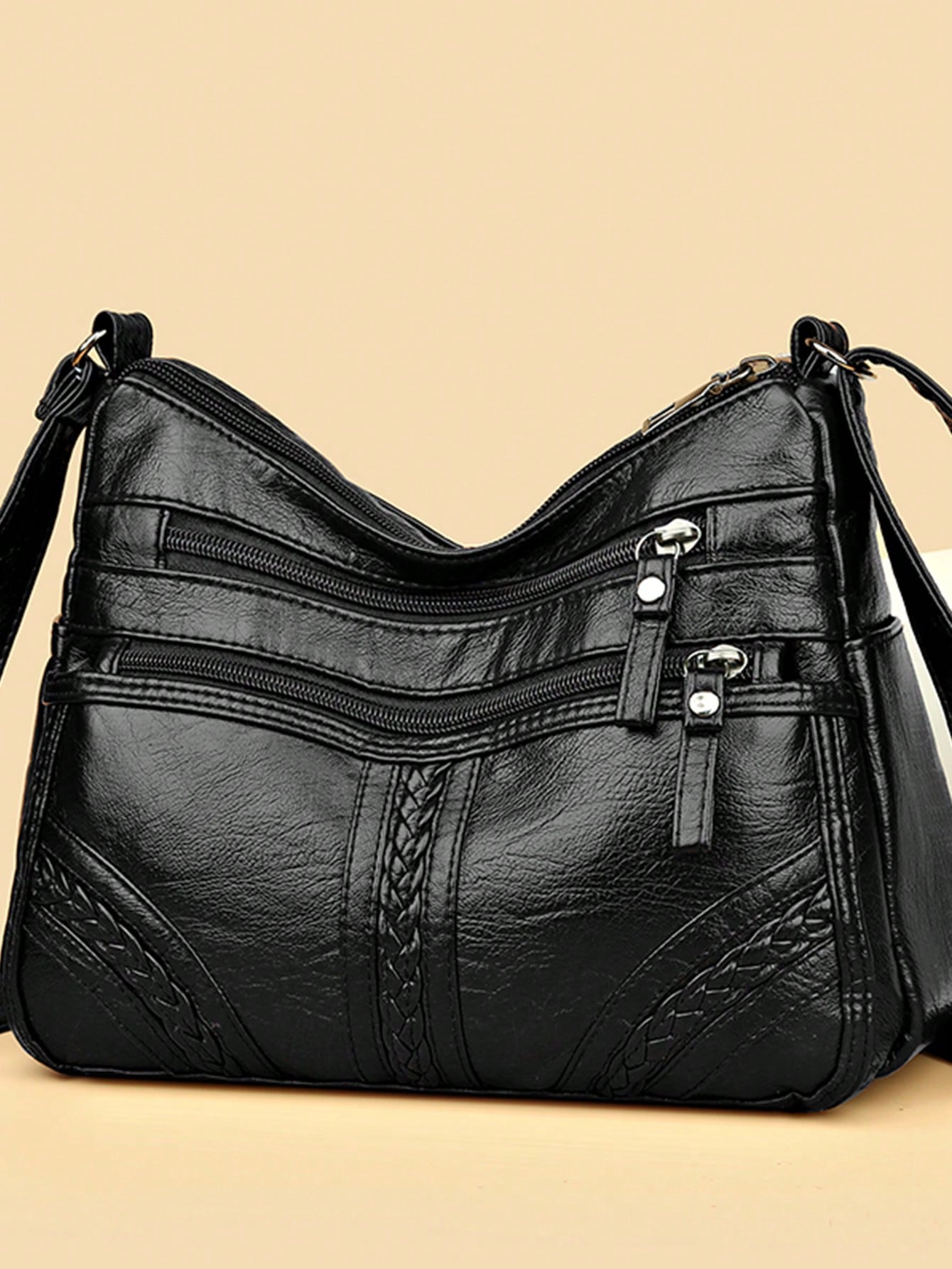 Женская водонепроницаемая сумка с железным кольцом из искусственной кожи с заклепками, черный