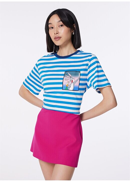 

Женская футболка с круглым вырезом M1612487-87208-BUGS BUNNY PRINTED T Mavi