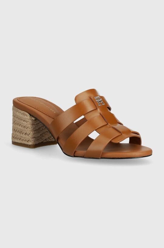 

Кожаные сандалии BLOCK MID HEEL LEATHER SANDAL Tommy Hilfiger, коричневый