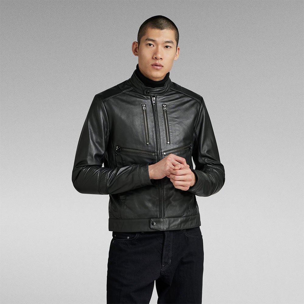 Куртка G-Star Biker Leather, черный куртка кожаная zara leather biker черный