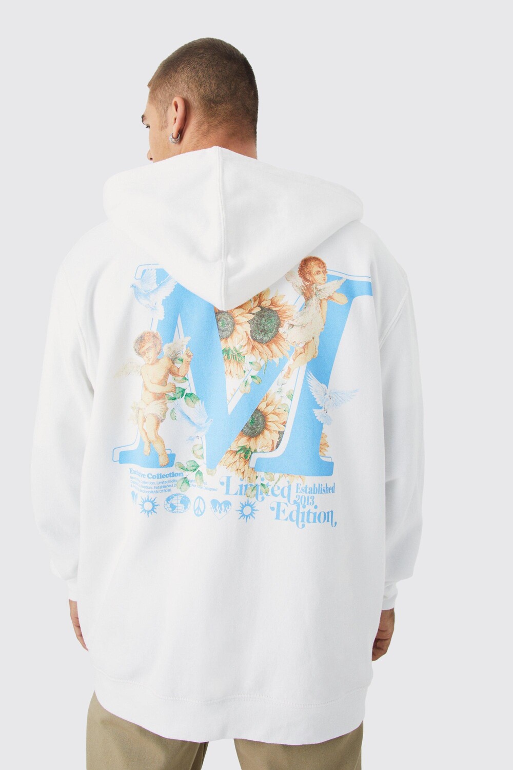 

Худи cupids lovers с цветочным принтом на молнии Boohoo, белый