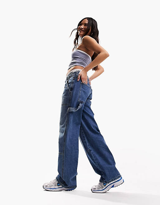 

Синие джинсы карго ASOS DESIGN Petite