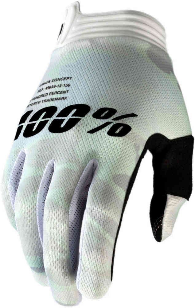 100% перчатки Itrack для мотокросса 1, белый/зеленый