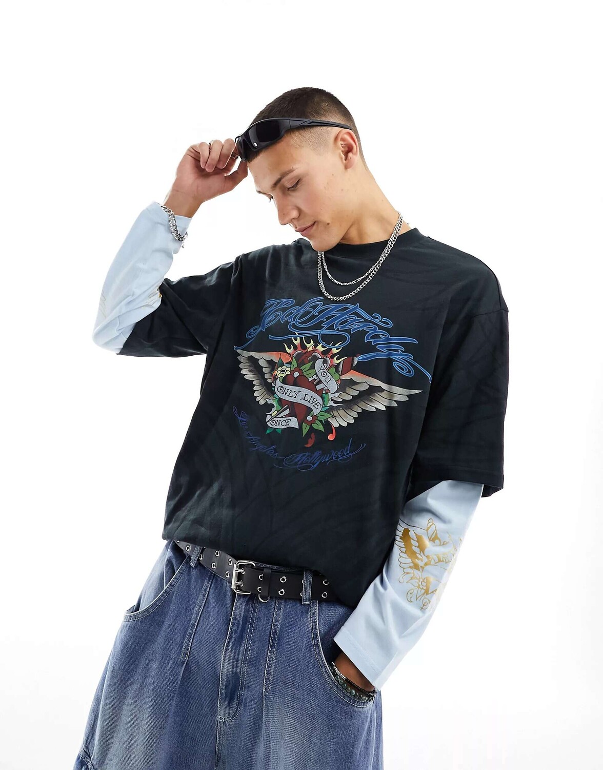 

Оверсайз-футболка Ed Hardy для скейтбординга с графикой