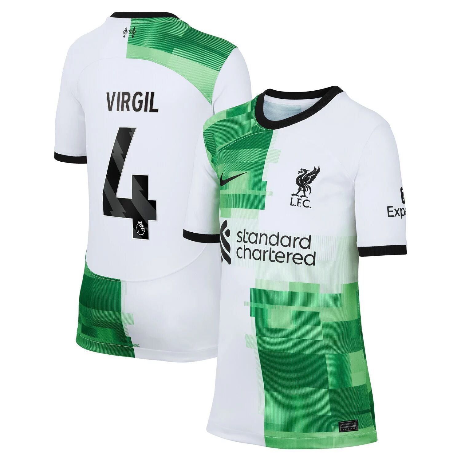 

Молодежная футболка Nike Virgil van Dijk White Liverpool 2023/24, выездная реплика игрока Nike