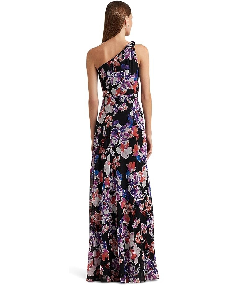 

Платье LAUREN Ralph Lauren Floral Georgette One-Shoulder Dress, цвет Black/Purple/Multi