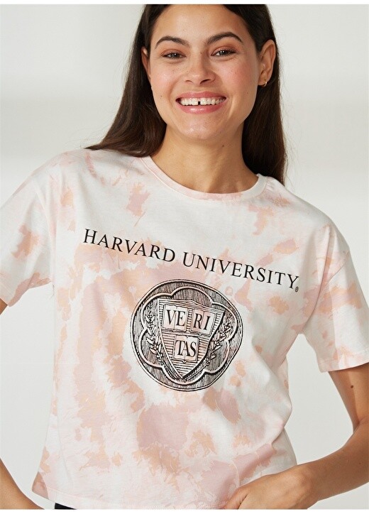 

Розовая женская футболка с принтом Harvard Never Say Never, Розовый